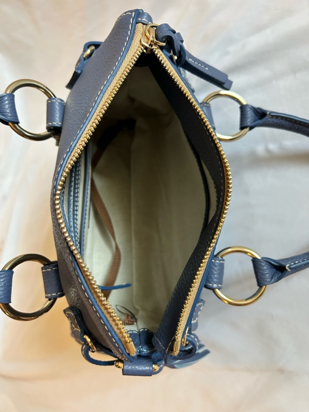 Dooney & Bourke Blue Pebble Leather Satchel - Picture 9 of 16